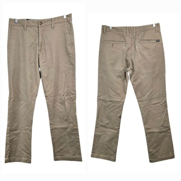 Volcom Boys Frickin Modern Fit Stretch Chino Pant Khaki Flat Front Uniform Skate - Picture 1 of 11